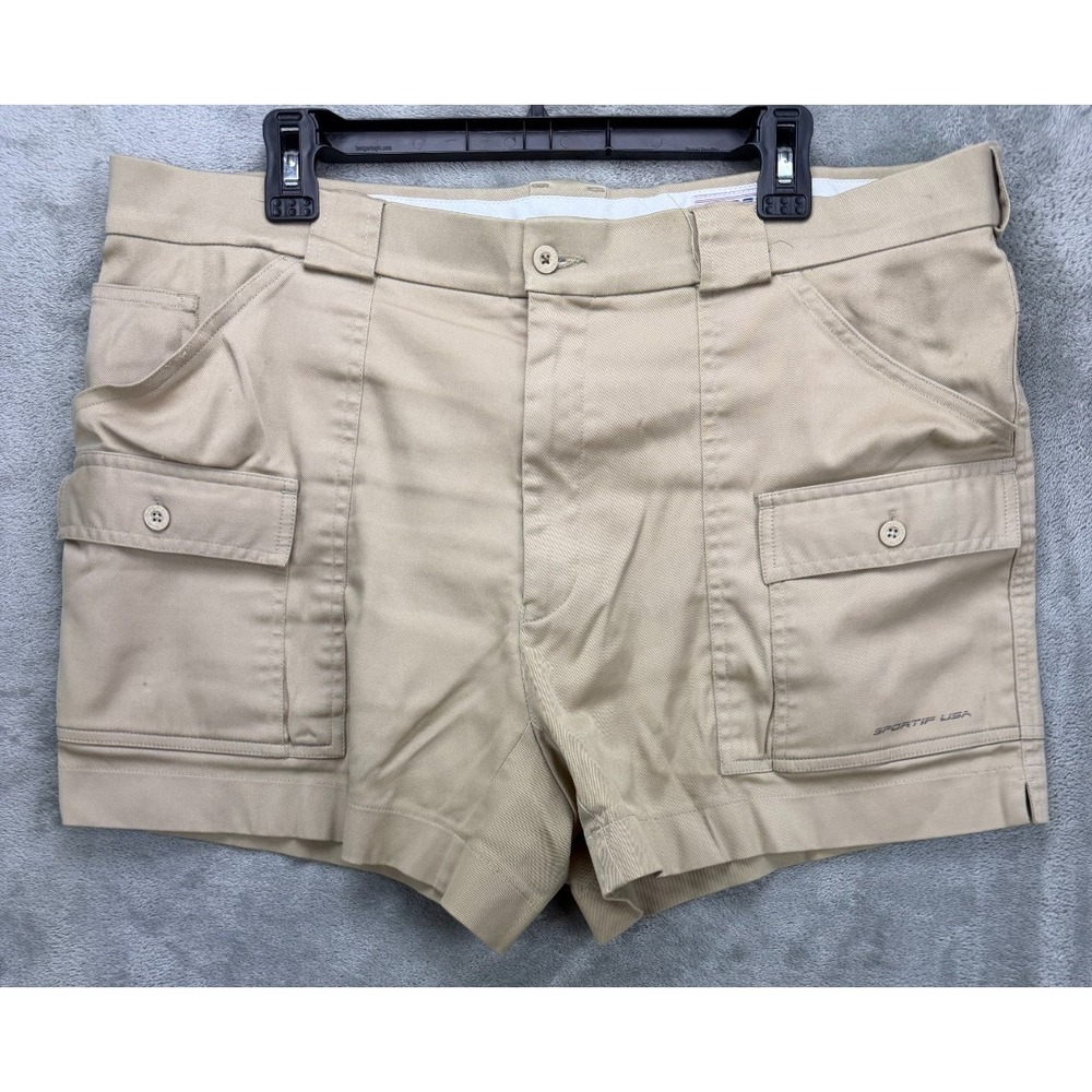 Sportif‎ USA Men's Cargo Shorts 40 Beige Sail Hike Boat Coach Outdoors Stretch